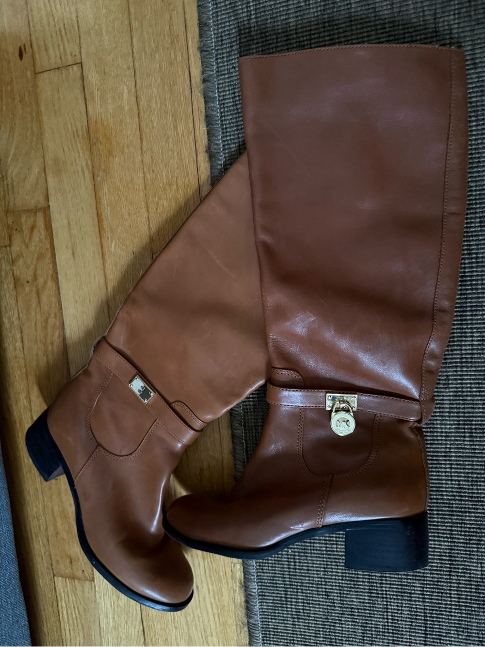 Michael Kors Leather Under the Knee Boots with Gold Accent - Picture 5 of 6